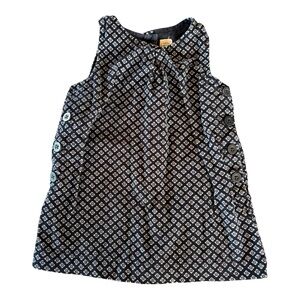 BABY GAP Navy White Corduroy Ribbed Floral Sleevless Button Toddler Dress 18-24M
